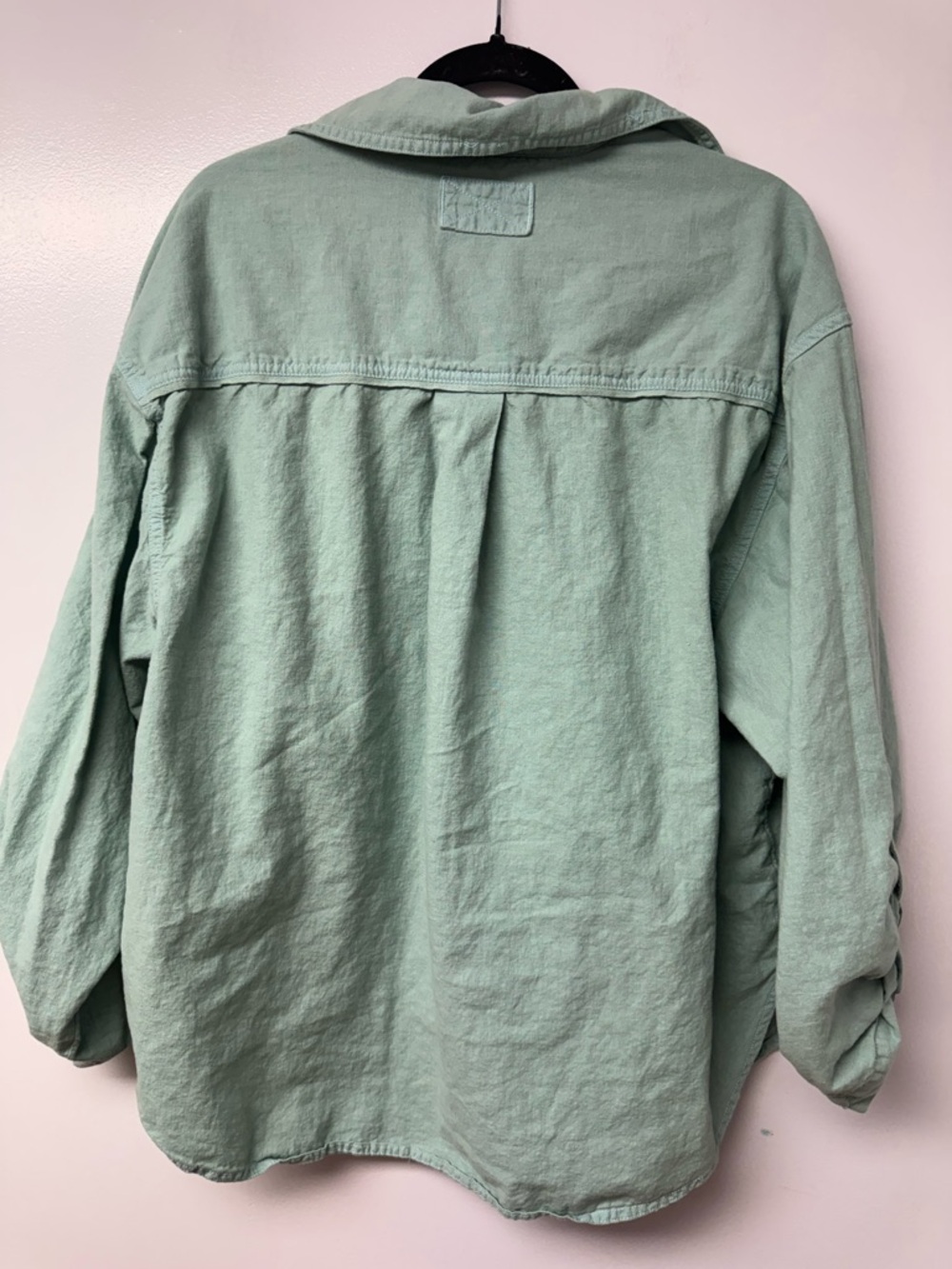 Free People We The Free Made For Sun Linen Shirt L Green Oversized Coastal A7 - Picture 5 of 10
